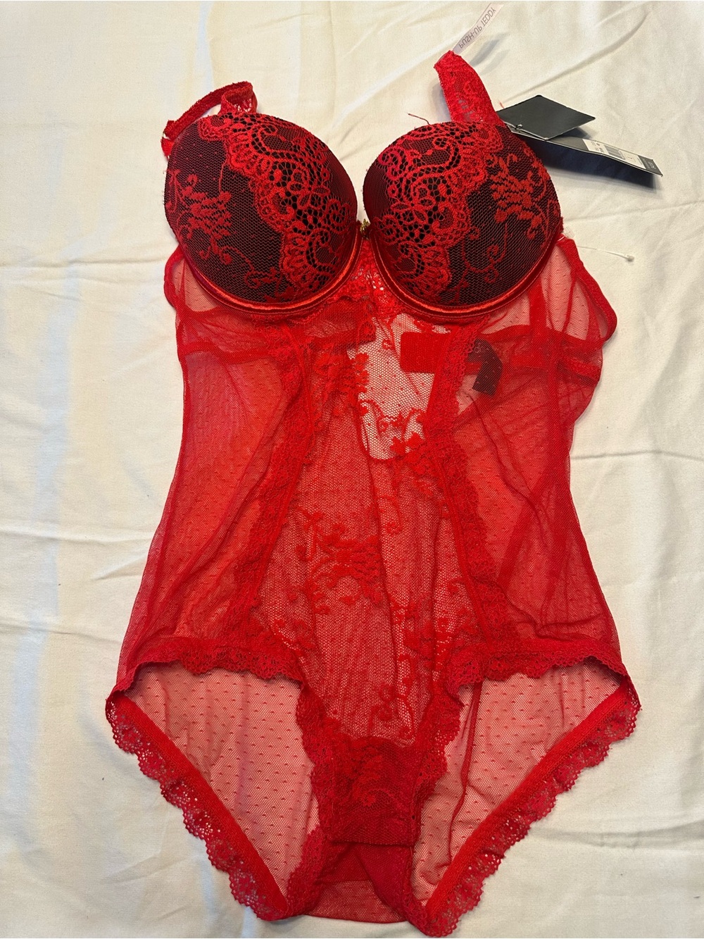 Red Lace Bodysuit Teddy - Women Intimates